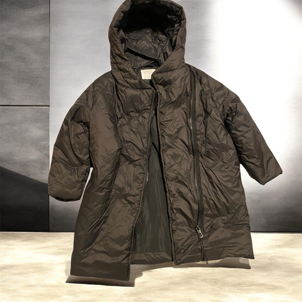Black Hooded Kids Puffer Coat